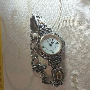 Elegant Silver Plated w Gold Accents Brighton Nantucket Dress Watch.